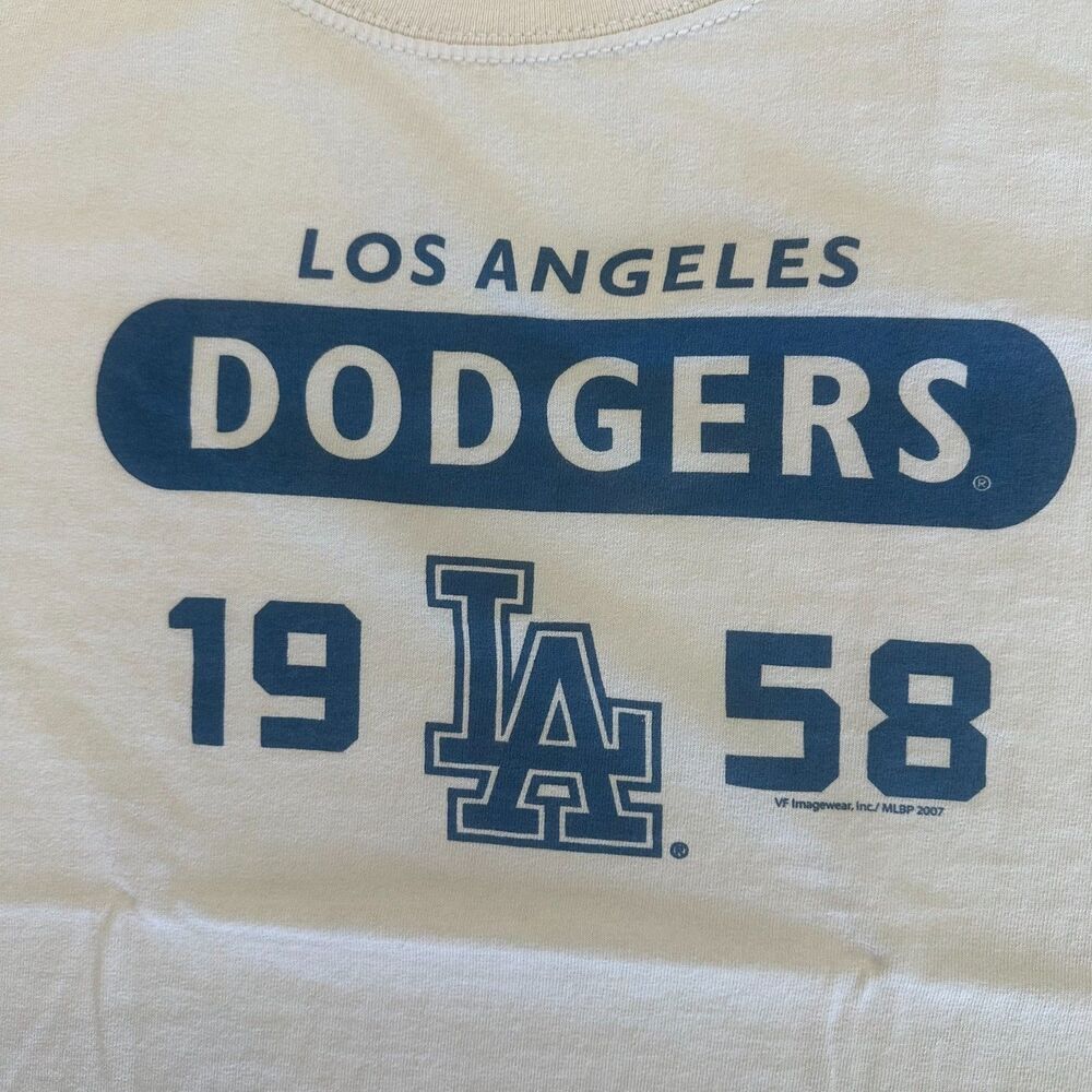 LA Los Angeles Dodgers 1958 Lee Sport White Tee T-Shirt Medium M Doyers